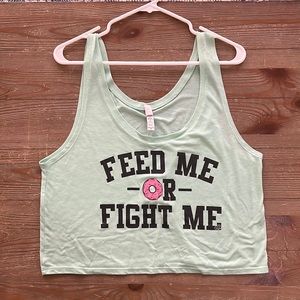 Feed me or fight me mint doughnut crop tank